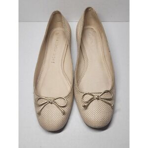 Jack Rogers Women's Kenlyn Ballet-Rattan Flats Navy blue Red Bow‎ Size 7.5M EUC